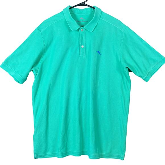 Tommy Bahama Mens Shirt Green Polo Short Sleeve Pima Cotton Medium - Picture 1 of 12